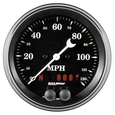 AutoMeter Speedometer Gauge, Analog, 0-120 mph, 3 3/8 in, Diameter, Full Sweep, Digital Tripometer - 1749