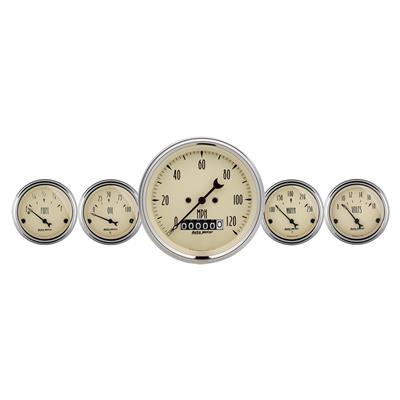 AutoMeter Gauges, Antique Beige, Speedometer, Water Temperature, Oil Pressure, Fuel Level, Beige - 1840