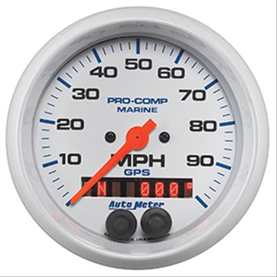 Auto Meter Marine Gauges, Pro-Comp Marine GPS Speedometer, 0-100 mph, 3 3/8 in., Analog, White - 200636
