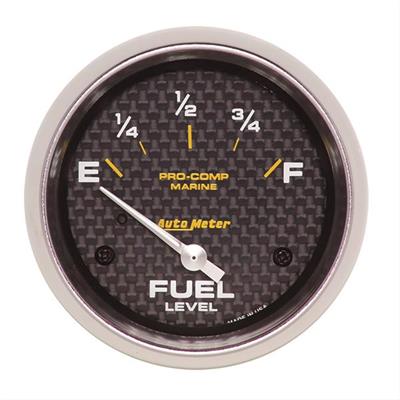 Auto Meter Marine Gauge, Pro-Comp Marine, Fuel Level, 2 5/8 in., 240 ohms/33 ohms, Short Sweep - 20076140
