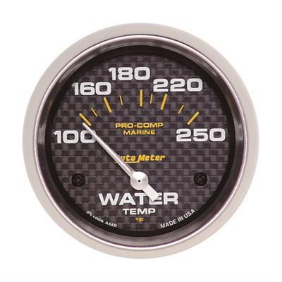 Auto Meter Marine Marine Water Temperature Gauge, 100-250 Degrees, 2-5/8 in., Carbon Fiber, Each - 20076340