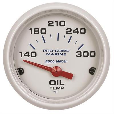 Auto Meter Marine Gauge/Analog, Oil Temperature, 140-340 Degrees F, 2 1/16 in. Diameter, 90 Degree - 200764