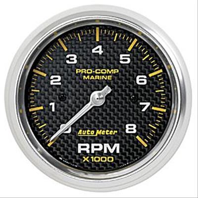 Auto Meter Marine Tachometer Gauge, Analog, 0-8,000 rpm, 3 3/8 in. Diameter, Full Sweep - 20077940