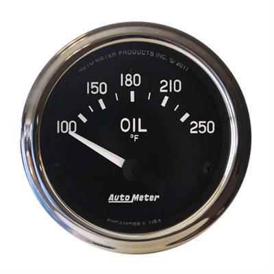 AutoMeter Gauge, Cobra, Oil Temperature, 100-250 degrees F, 2 1/16 in., Black Face, Analog - 201018