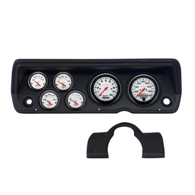AutoMeter Gauge Kit, Phantom, Analog, White Face, Speedo, Tach, Oil, Water, Volt, Fuel, Black - 214109
