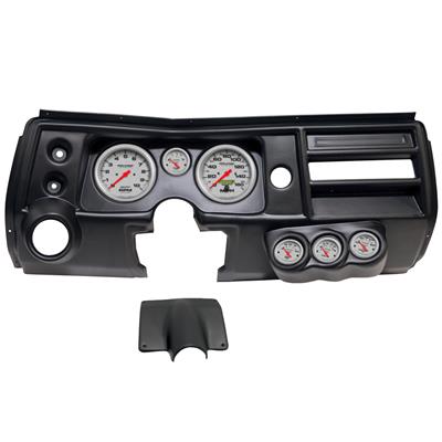 AutoMeter Gauge Kit, Ultra-Lite, Analog, Silver Face, Speedo, Tach, Oil, Water, Volt, Fuel, Black - 290413