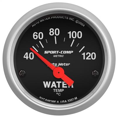 AutoMeter Gauge, Sport-Comp, Water Temperature, 40-120 Degrees C, 2 1/16 in., Analog, Electrical - 3337M