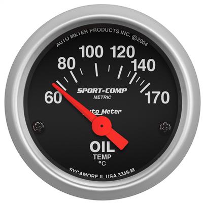 AutoMeter Gauge, Sport-Comp, Oil Temperature, 60-150 Degrees C, 2 1/16 in., Analog, Electrical, Each - 3348M