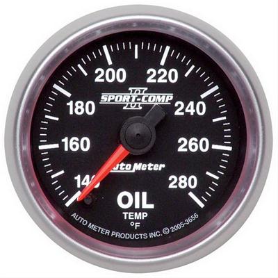 AutoMeter Gauge, Sport-Comp II, Oil Temperature, 140-280 Degrees F, 2 1/16 in., Analog, Electrical - 3656