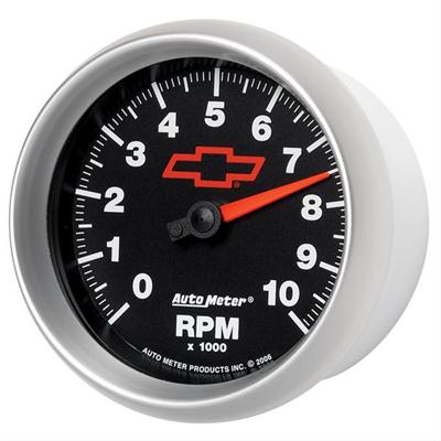 AutoMeter Tachometer, Sport-Comp II, Chevy Red Bowtie Emblem, 0-10,000 rpm, 3-3/8 in., Analog - 369700406