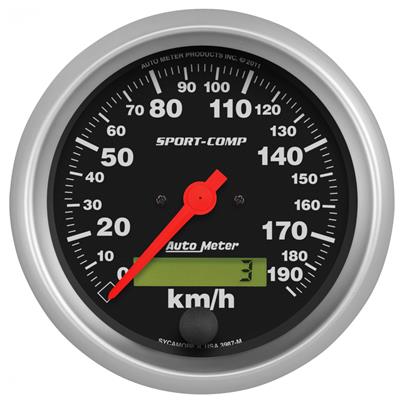 AutoMeter Speedometer, Sport-Comp, 0-190 kph, 3 3/8 in., Analog, Electrical, Each - 3987M