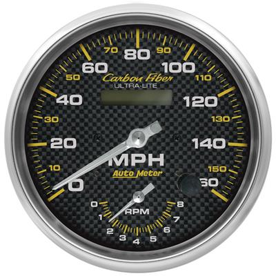 AutoMeter Gauge, Carbon Fiber Ultra-Lite, Speedometer, Tachometer, Electric, 5 in., 0-160 - 4878