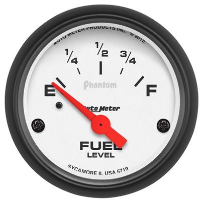 AutoMeter Gauge, Fuel Level, Empty-Full, 2 1/16 in., Analog, Electrical, White Face, Each - 5719