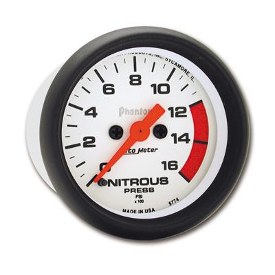 AutoMeter Gauge, Phantom, Nitrous Pressure, 0-1,600 psi, 2 1/16 in., Analog, Electrical, Each - 5774