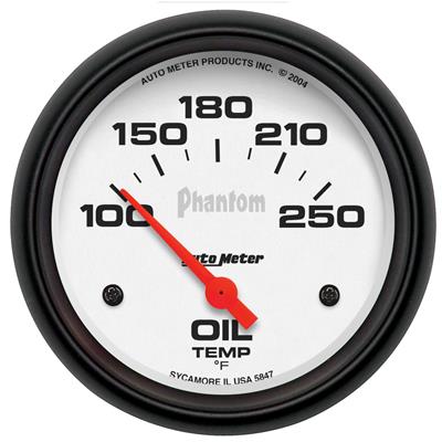 AutoMeter Gauge, Phantom, Oil Temperature, 100-250 Degrees F, 2 5/8 in., Analog, Electric, Each - 5847