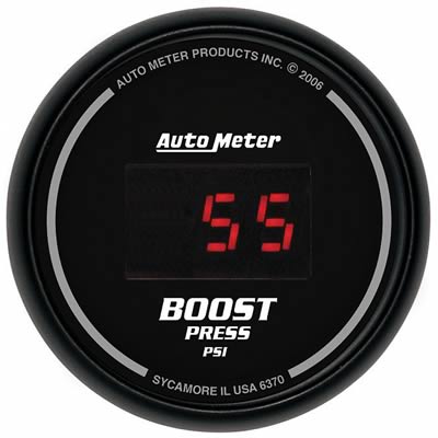 AutoMeter Gauge, Sport Comp, Boost Pressure, 5-60 psi, 2 1/16 in., Digital, Electrical, Each - 6370