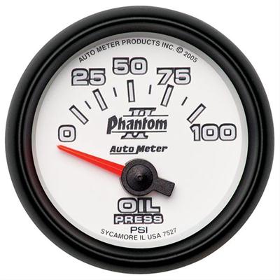 AutoMeter Gauge, Phantom II, Oil Pressure, 0-100 psi, 2 1/16 in., Analog, Electrical, Each - 7527