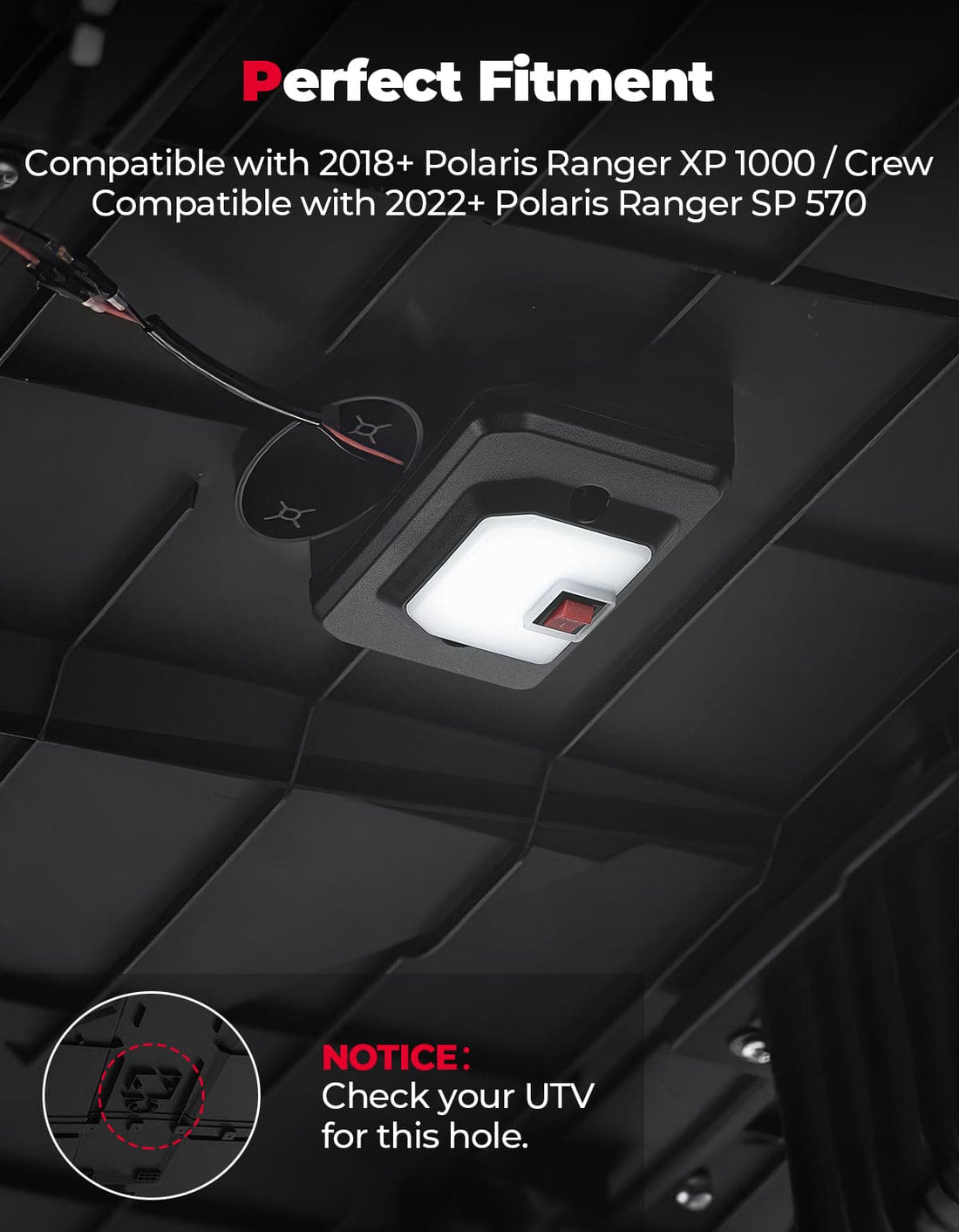 UTV Dome Light for Polaris Ranger XP 1000 SP 570 2018-2026 - view 5