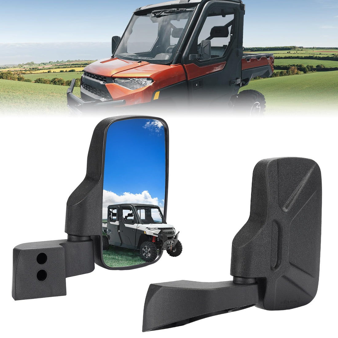 Door Mounted Side View Mirrors for Polaris Ranger / Commercial Pro XD (1 Pair) - view 1