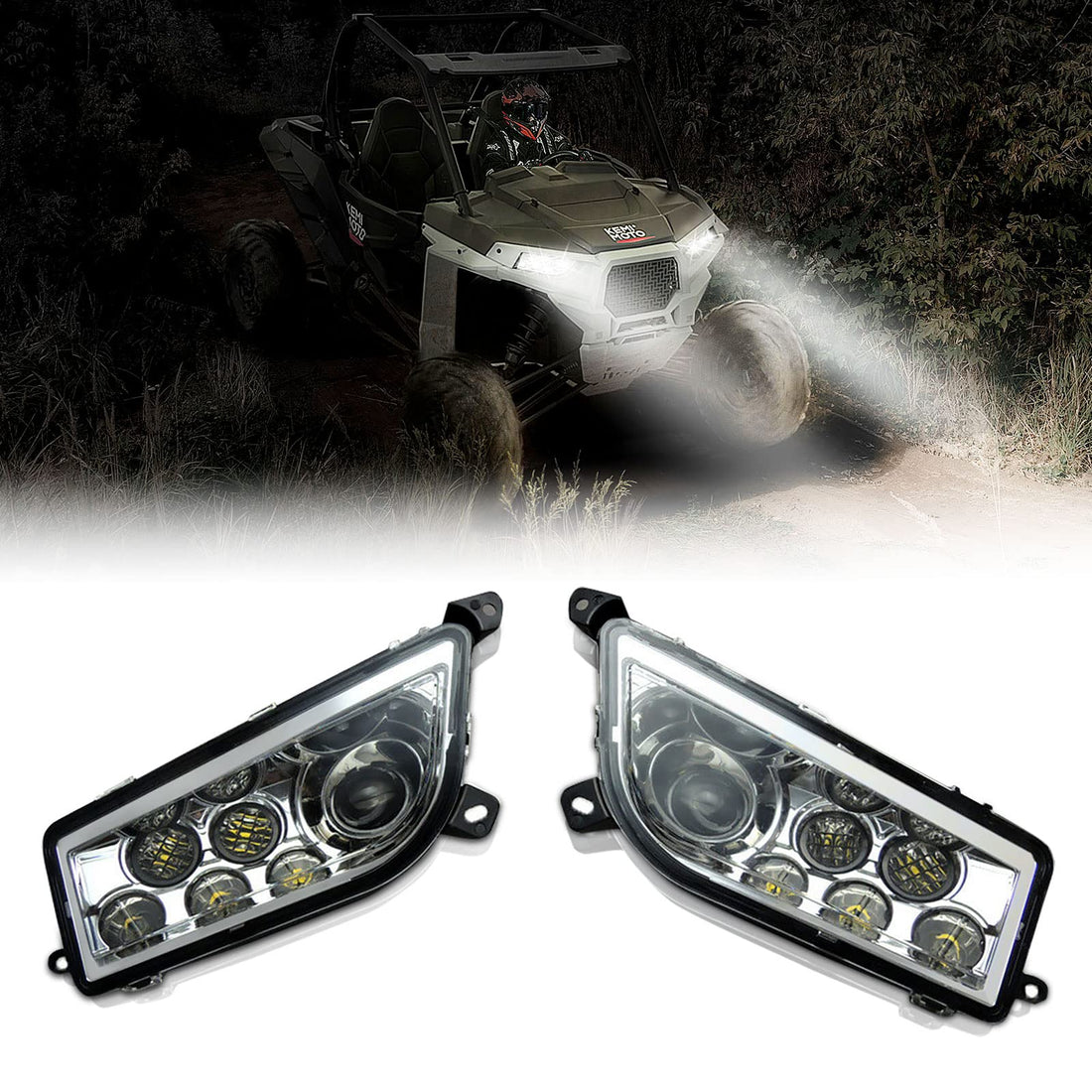 LED Headlight 30W for Polaris RZR XP 1000 / Turbo / S 900 2014-2023 - view 8