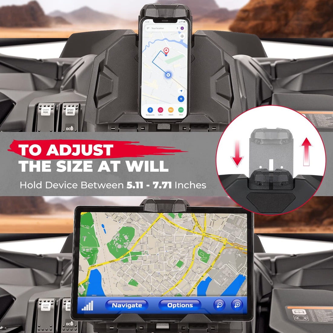 Tablet Holder With Storage Box for Can-Am Maverick Sport & Trail, Commander - view 2
