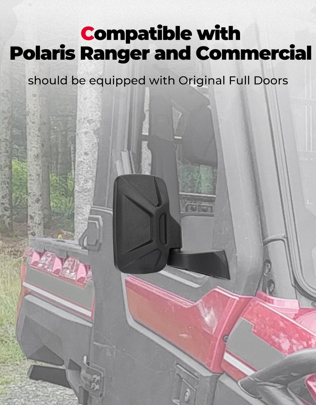 Door Mounted Side View Mirrors for Polaris Ranger / Commercial Pro XD (1 Pair) - view 2
