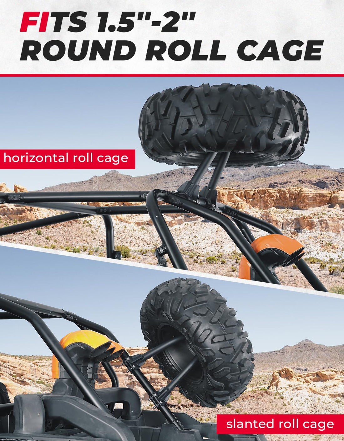 UTV Spare Tire Carrier for 1.5''-2'' Roll Cage for Polaris RZR, Kawasaki Mule - view 2
