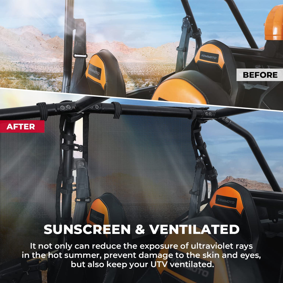 PVC Mesh Window Nets Door Nets for Polaris RZR XP 1000 4 Door 2014-2023 - view 3