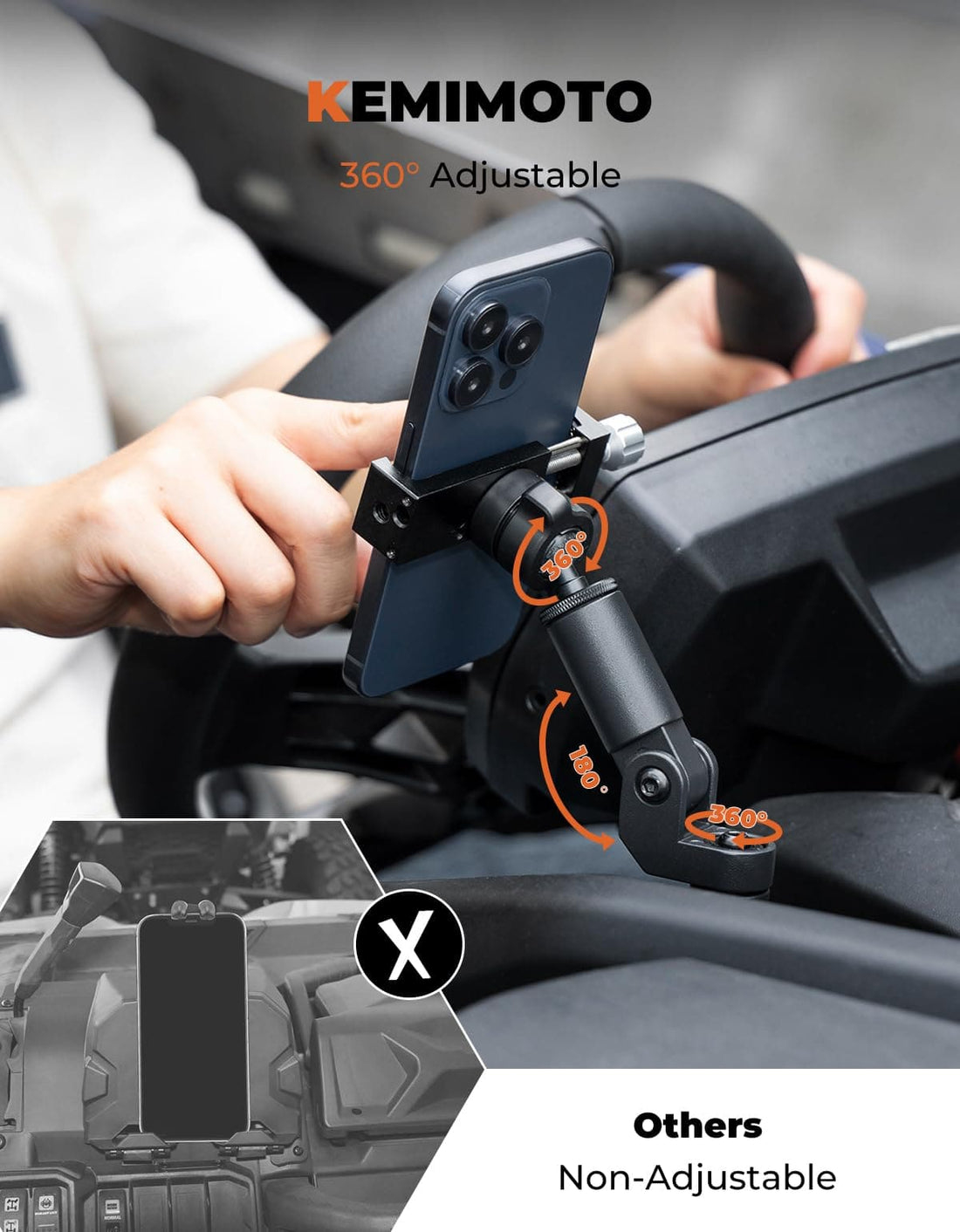 360° Adjustable CNC Phone Mount for Can-Am Maverick X3 / MAX - view 2
