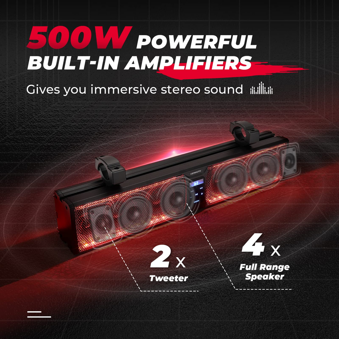 6 Speaker 26 Inch RGB Bluetooth Sound Bar for Can-Am Maverick / X3 / Trail / Defender / Commander - view 2