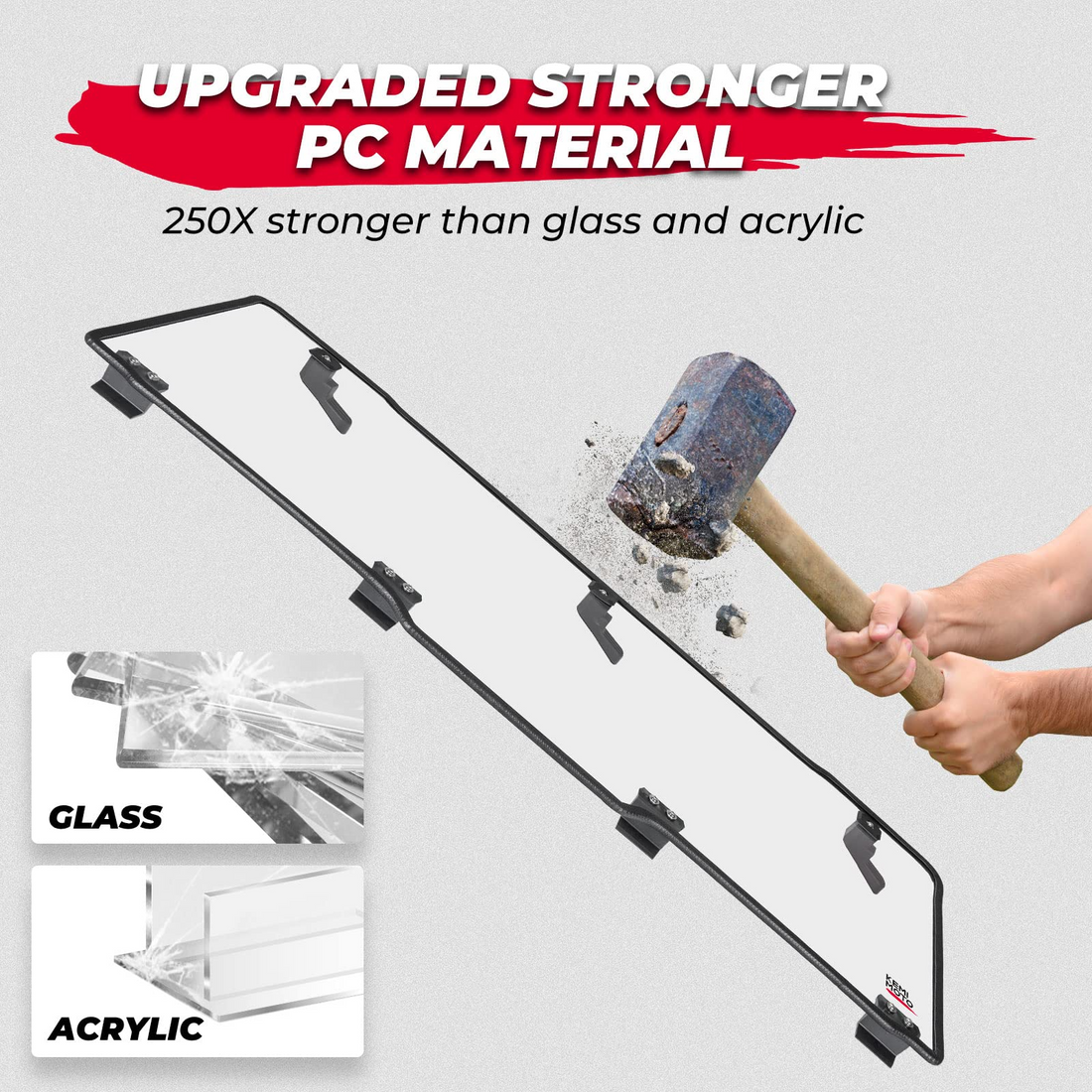 Rear Windshield Hard Tool-Free Install for Polaris Ranger XP 1000 / Crew 2015-2026 - view 3