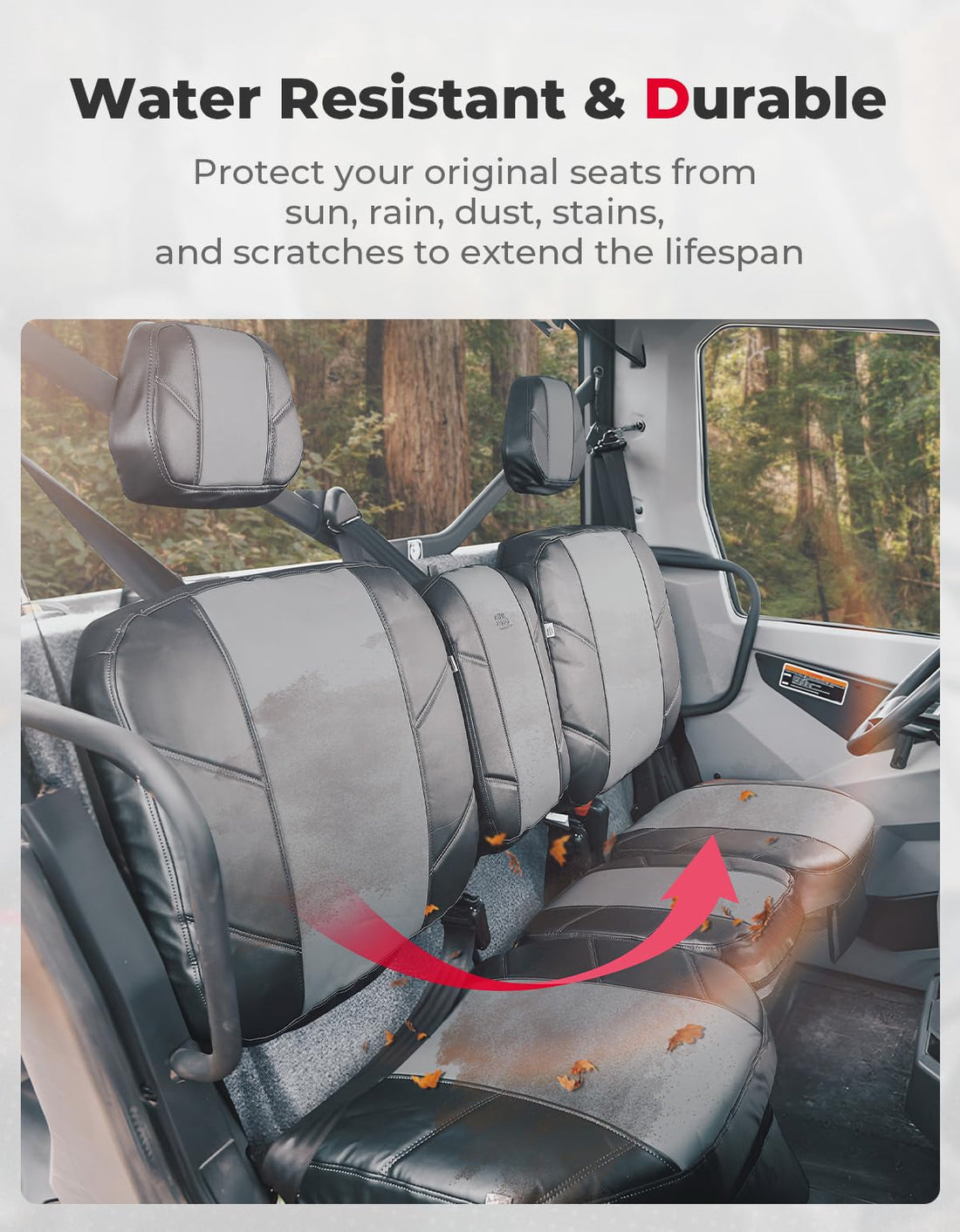 Split Bench Seat Covers Leather for Can-Am Defender HD10|9|8|7 - view 3