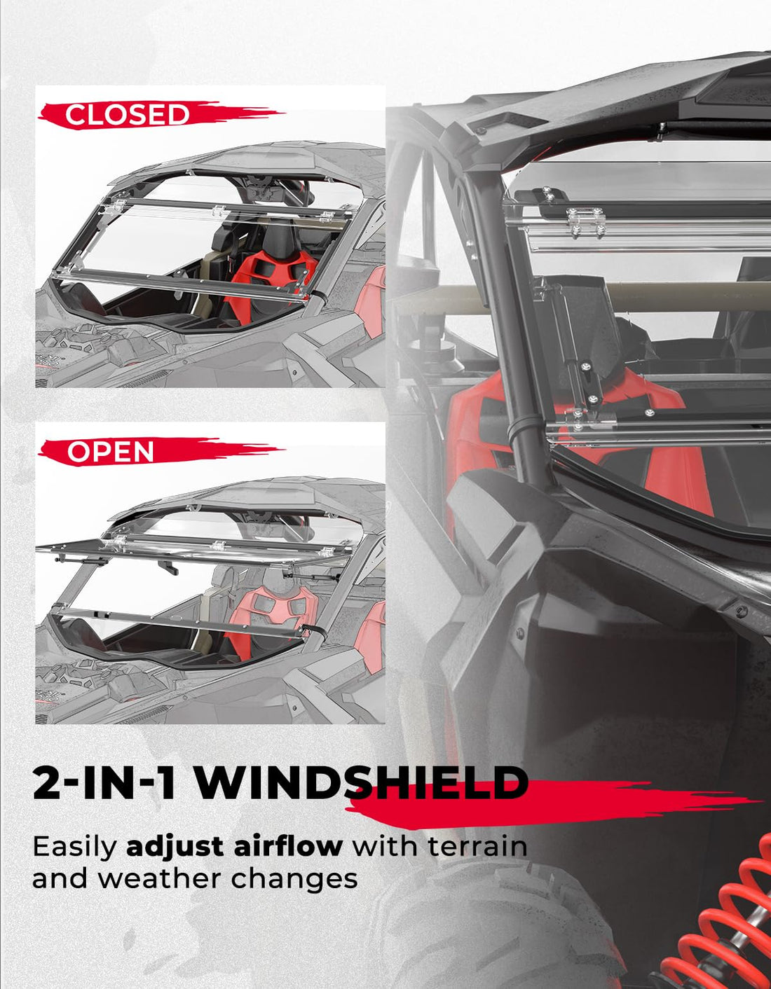 Scratch Resistant PC Flip Windshield for Can-Am Maverick X3 - view 7
