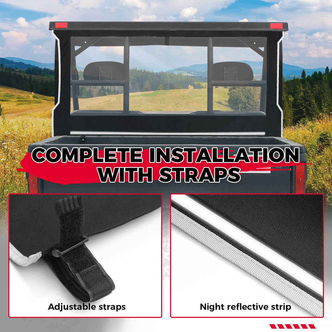 UTV Soft Rear Window Shield Windshield for Polaris Ranger 500 / 650 / 700 - view 4