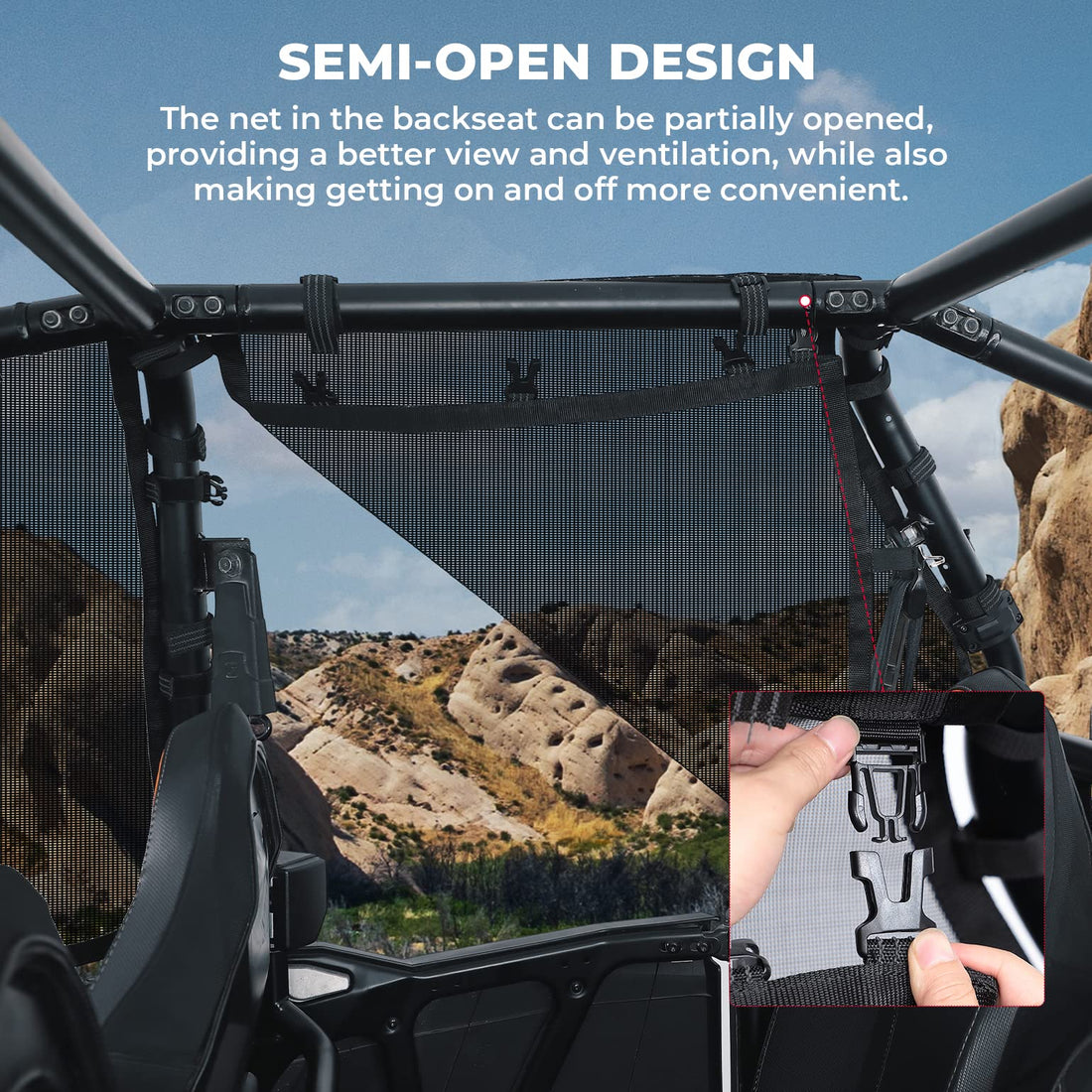 PVC Mesh Window Nets Door Nets for Polaris RZR XP 1000 4 Door 2014-2023 - view 4