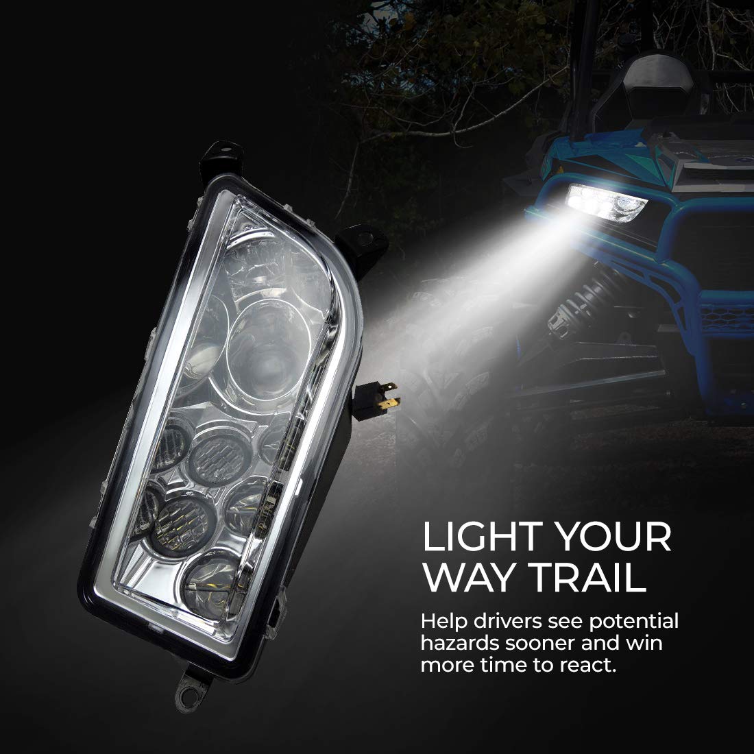 LED Headlight 30W for Polaris RZR XP 1000 / Turbo / S 900 2014-2023 - view 3