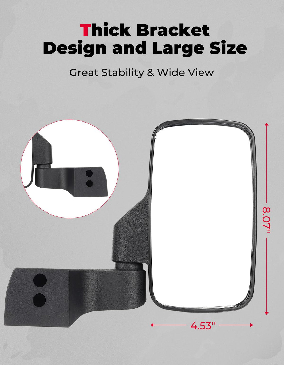 Door Mounted Side View Mirrors for Polaris Ranger / Commercial Pro XD (1 Pair) - view 4