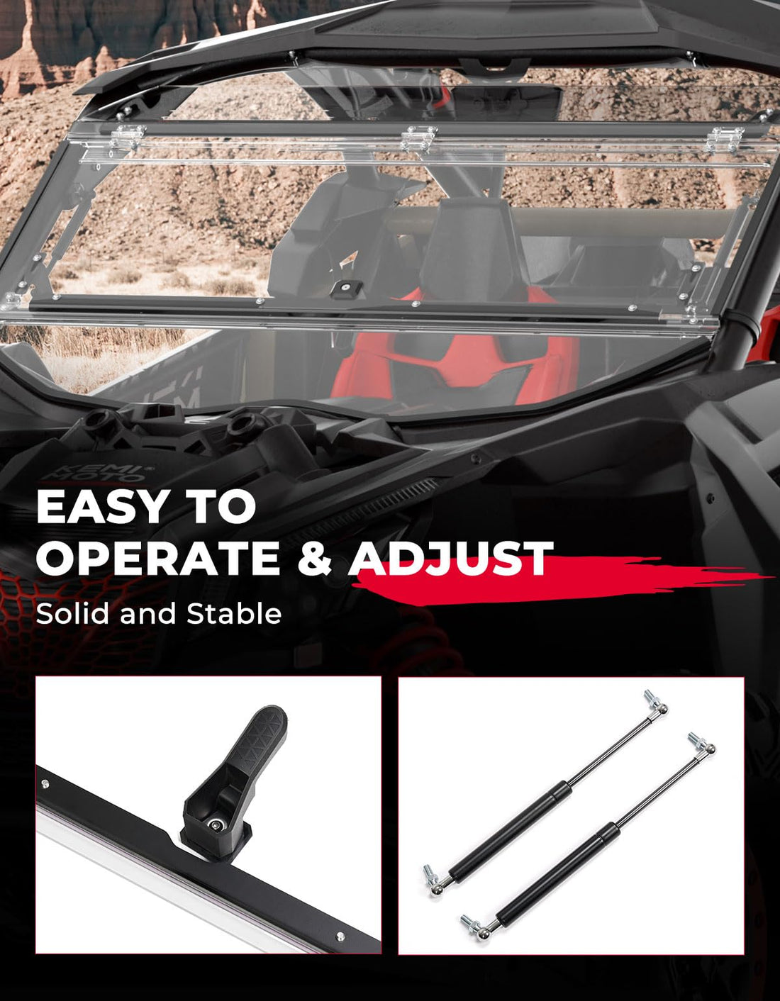 Scratch Resistant PC Flip Windshield for Can-Am Maverick X3 - view 6