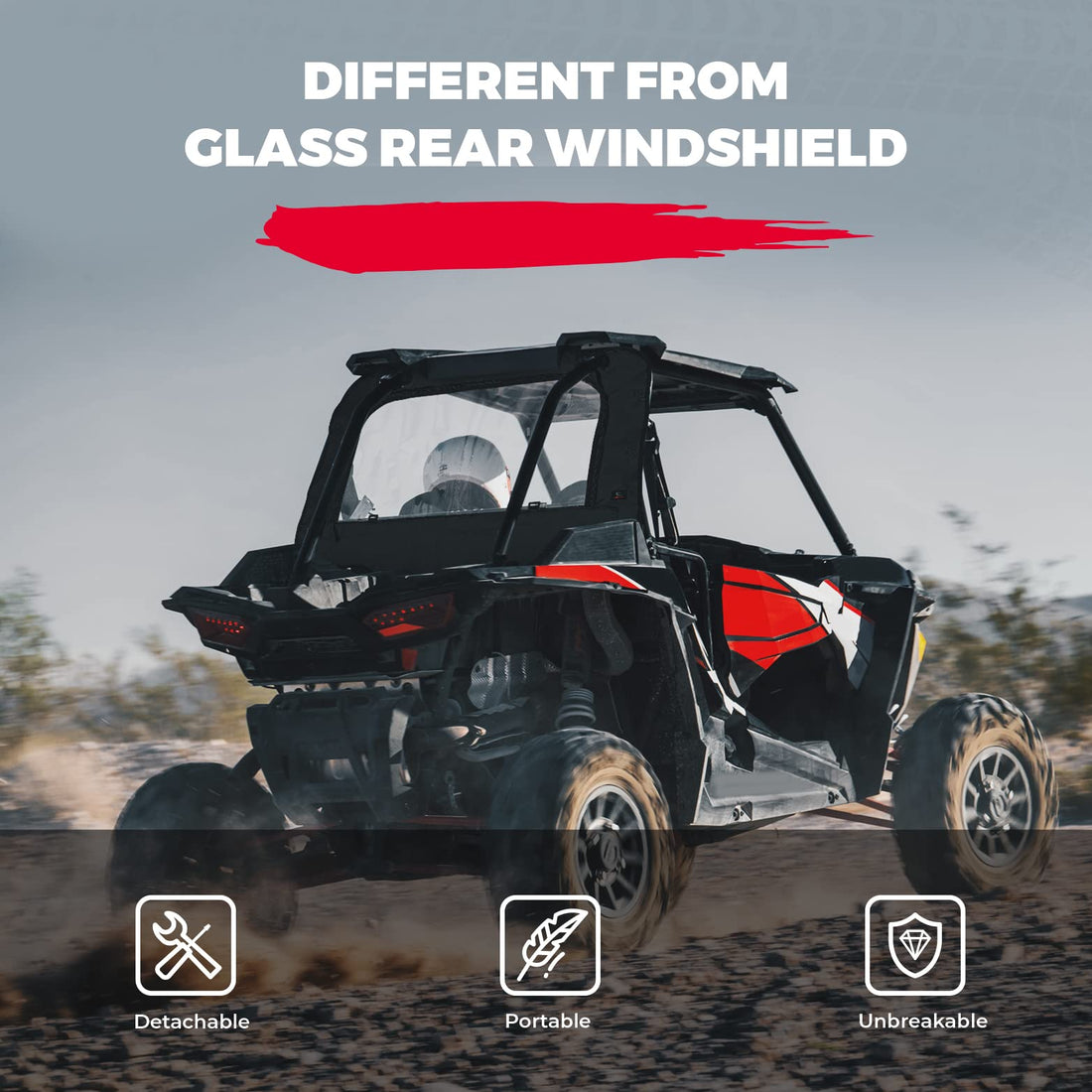 Soft Rear Windshield for Polaris RZR XP 1000 /4 2014-2023 - view 5