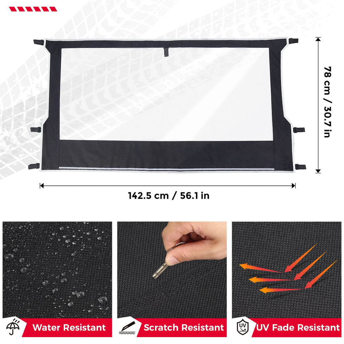UTV Soft Rear Window Shield Windshield for Polaris Ranger 500 / 650 / 700 - view 5