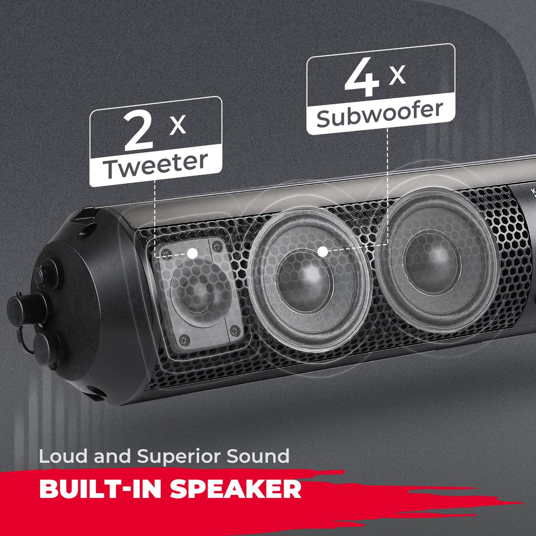6 Speaker 28" UTV Bluetooth Sound Bar for Polaris RZR / 570 / 800 / 900 / XP / 1000 / Pro - view 5