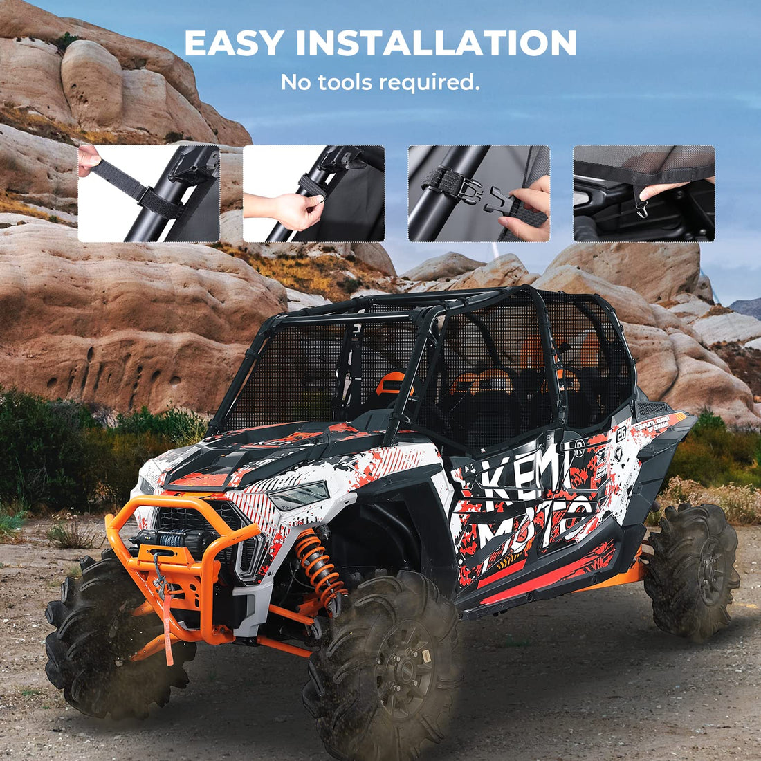 PVC Mesh Window Nets Door Nets for Polaris RZR XP 1000 4 Door 2014-2023 - view 5