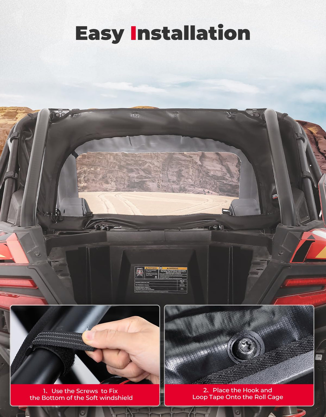 UTV Soft Rear Windshield for RZR PRO XP / Turbo R - view 6