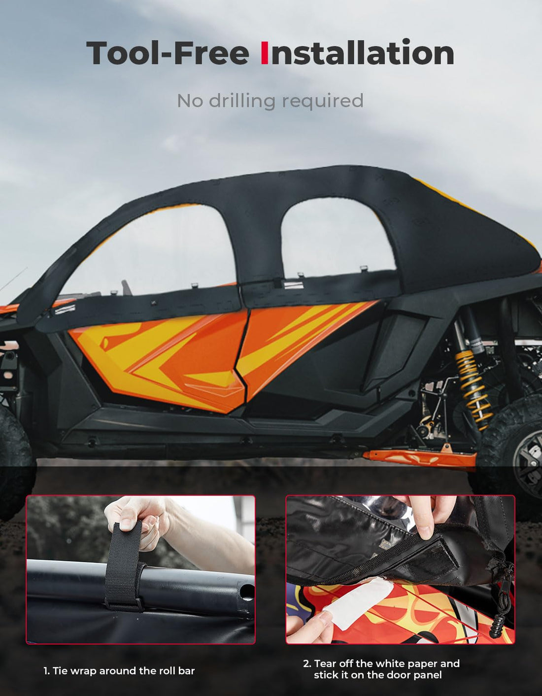 Soft Upper Door Cab Enclosure Set for Polaris RZR PRO XP 4 / Turbo R 4 - view 6