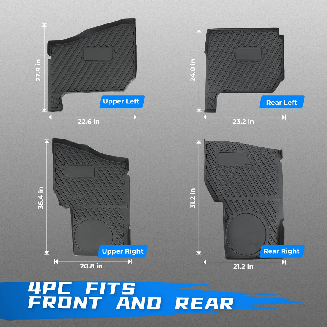 Floor Mats for Polaris Ranger Crew XP 1000 (2019-2024) 4 Pcs - view 6