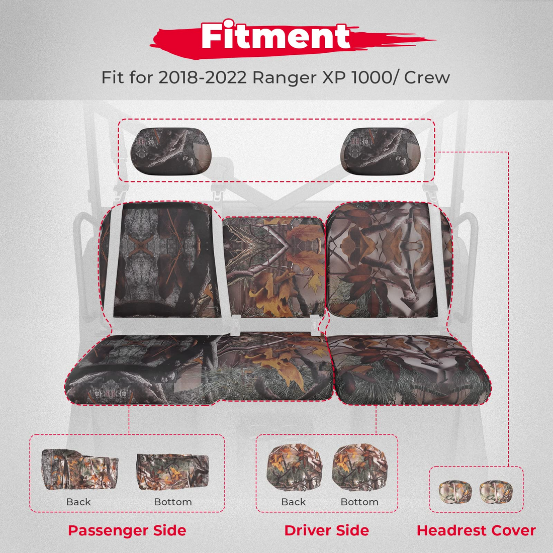 Camo Split Bench Seat Covers for Polaris Ranger XP 1000 / Crew - view 2