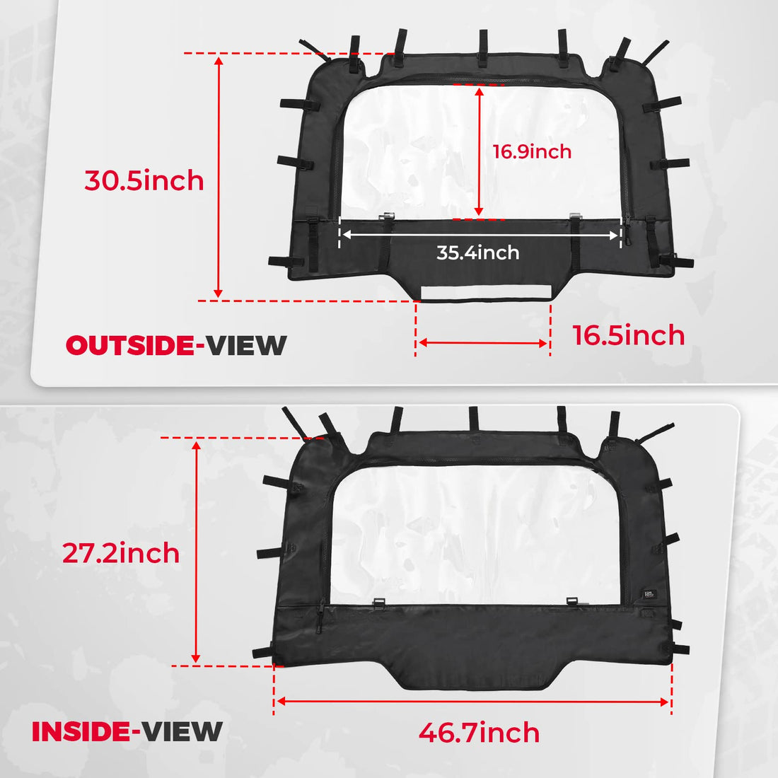 Soft Rear Windshield for Polaris RZR XP 1000 /4 2014-2023 - view 7
