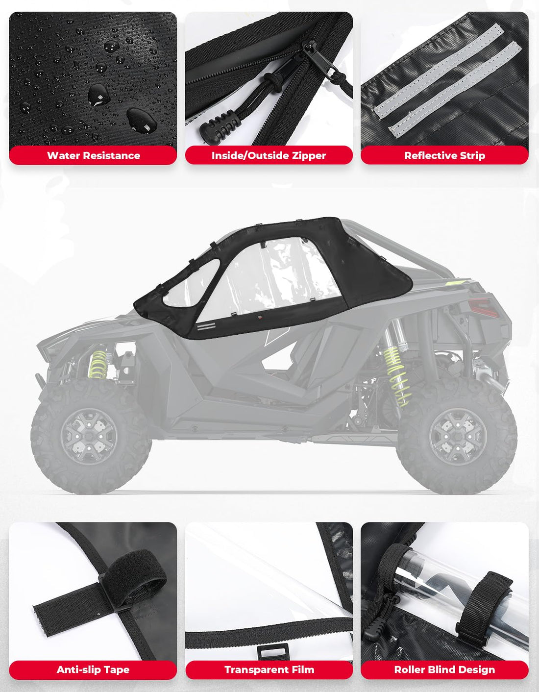 Soft Cab Enclosure Upper Doors for Polaris RZR PRO XP / Turbo R (2 seat) - view 8