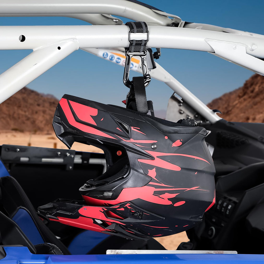 2 pcs UTV Helmet Hanger Hook fits 1.5" -2.0" Roll Bar for Polaris RZR, Can Am - view 8